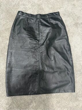 Black Leather Pencil Skirt - Sleek Women's Skirt